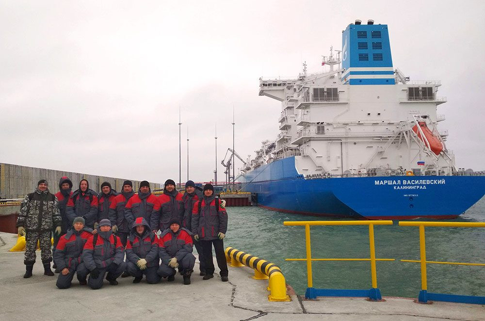 Ceremony for an offshore gas receiving terminal and a floating storage and regasification unit (FSRU) called Marshal Vasilevskiy by Gazprom